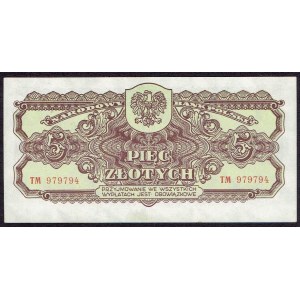 PRL, 5 złotych 1944 , ...owym... TM