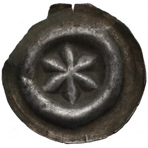 Śląsk, brakteat nieokreślony XIII-XIVw., sześciolistna rozeta - rzadki