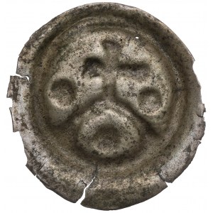Nicht näher bezeichneter Bezirk, 13./14. Jahrhundert, Brakteat, Kreuz auf Bogen und drei Kugeln - selten