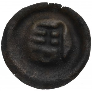 Západní Pomořansko, Strzalow, brakteát z 13./15. století, podpěra a koule - vzácné