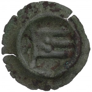 Západní Pomořansko, Strzalow, brakteát z 13./15. století, podpěra s koulemi - vzácný - rare