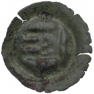 Západní Pomořansko, Strzalow, brakteát z 13./15. století, podpěra s koulemi - vzácný - rare