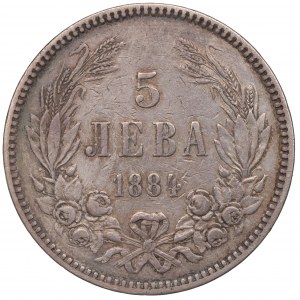 Bulgarien, 5 Lewa 1884