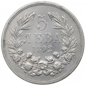 Bulgaria, 5 leva 1892