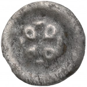 Neurčený okres, 13./14. století, brakteát, řecký kříž s koulemi
