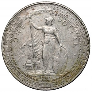United Kingdom, 1 dollar 1904 (British Trade Dollar) - date overstriked