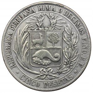 Peru, 5 pesiet 1880