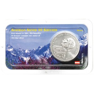 Austria, 10 krajcarów 2001 - srebro