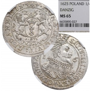 Zikmund III Vasa, Ort 1625, Gdaňsk - NGC MS65