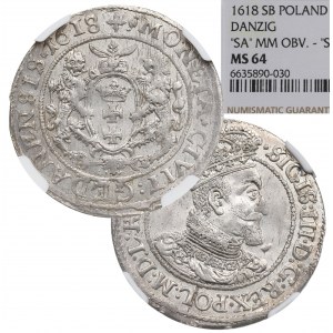 Zygmunt III Waza, Ort 1618, Gdańsk - NGC MS64