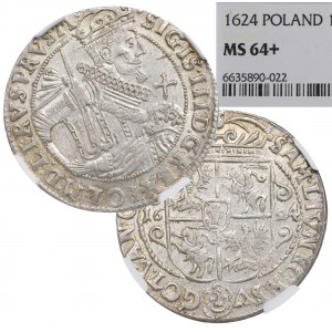 Sigismund III, 18 groschen 1624, Bromberg - NGC MS64+