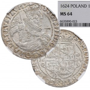 Sigismund III, 18 groschen 1624, Bromberg - NGC MS64