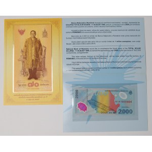 Zestaw 2 pamiątkowych banknotów w folderach emitentów