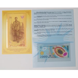 Zestaw 2 pamiątkowych banknotów w folderach emitentów