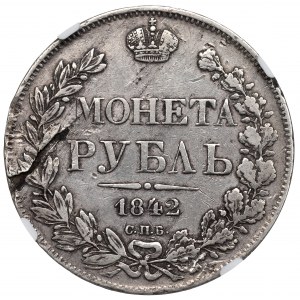 Rusko, Mikuláš I., Rubľ 1842 АЧ - NGC XF45