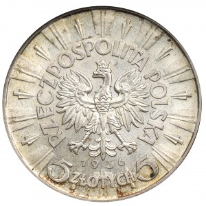 II RP, 5 Zloty 1936, Piłsudski - NGC MS63