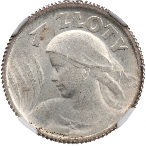 II RP, 1 Zloty 1924 (Horn und Fackel), Pariser Frauenohren - NGC MS64