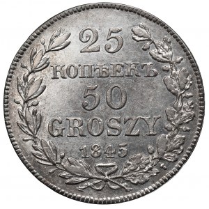 Ruské rozdělení, Mikuláš I., 25 kopějek=50 grošů 1845 MW, Varšava