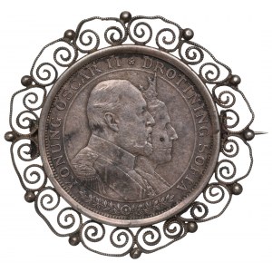 Sweden, 2 kronor 1907 - brooch