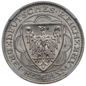 Deutschland, Weimarer Republik, 3 Mark 1927 A, 100-jähriges Jubiläum des Bremer Hafens - NGC MS64