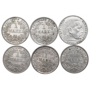 Deutschland, Satz von 1 Mark 1914-15 und 2 Mark 1939
