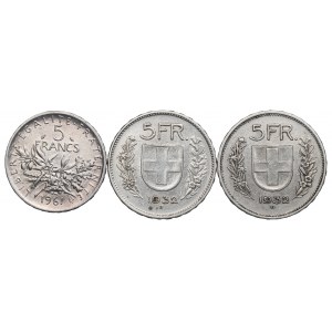 Francja i Szwajcaria, Zestaw 5 franków