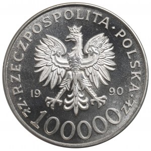 III RP, 100 000 PLN 1990 Solidarita - Prooflike