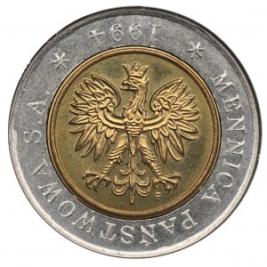 III RP, Musterprägung 5 Zloty 1994 - Nennwert und Adler Seltenheit