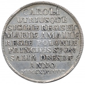 August III Sas, Gulden (2/3 thaler) 1738, Drážďany - svadobný gulden