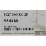 Freie Stadt Danzig, 2 fenigy 1937 - NGC MS63 BN