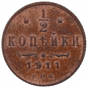 Rusko, Mikuláš II, 1/2 kopejky 1911