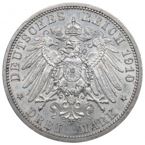 Německo, Sasko, 3 marky 1910