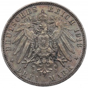 Německo, Hamburk, 3 značky 1913