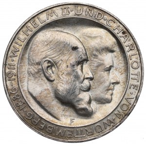 Germany, Wuertemberg, 3 mark 1911, Stuttgart - wedding anniversary