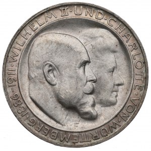 Germany, Wuertemberg, 3 mark 1911, Stuttgart - wedding anniversary