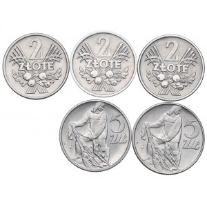 PRL, Zestaw 2-5 złotych 1958-74