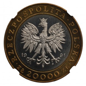 Tretia republika, 20 000 zlotých 1991 225 rokov Varšavskej mincovne - NGC PF68 ULTRA CAMEO