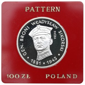 PRL, 100 złotych 1981 - Próba Sikorski srebro