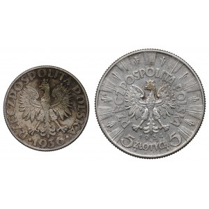 II RP, Zestaw 5 złotych 1934 i 2 złote 1936