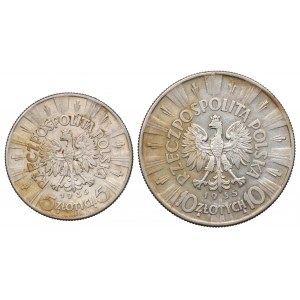 II RP, Zestaw 5 i 10 złotych 1935 Piłsudski