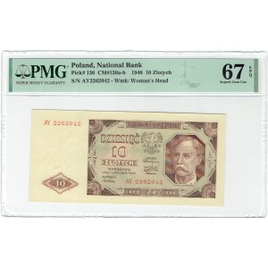 PRL, 10 Zloty 1948 AY - PMG 67EPQ