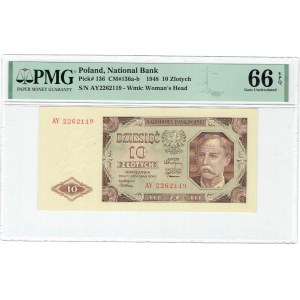 PRL, 10 Zloty 1948 AY - PMG 66 EPQ