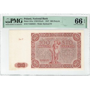 PRL, 100 Zloty 1947 F - PMG 66EPQ