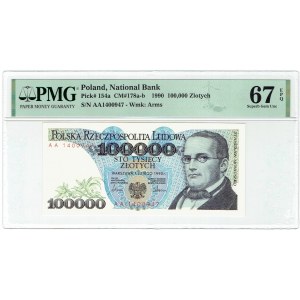 PLN 100 000 1990 AA - PMG 67 EPQ