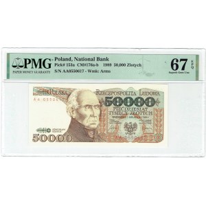 PLN 50 000 1989 AA - PMG 67 EPQ