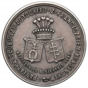 Polska, Medal Pamiątka ślubu Izy Potockiej i Franciszka Krasińskiego 1913