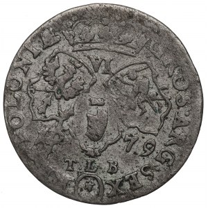 Jan III Sobieski, šestipence 1679, Bydgoszcz - vysoké iniciály na rubu