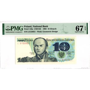 PRL, 10 złotych 1982 L - PMG 67EPQ
