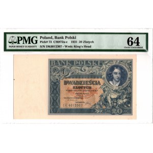 II RP, 20 złotych 1931 DK - PMG 64