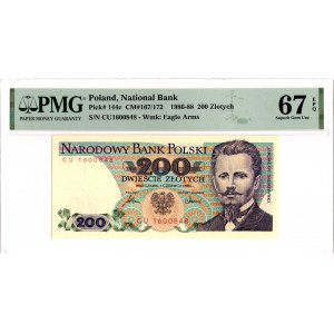 PRL, 200 złotych 1986CU - PMG 67EPQ